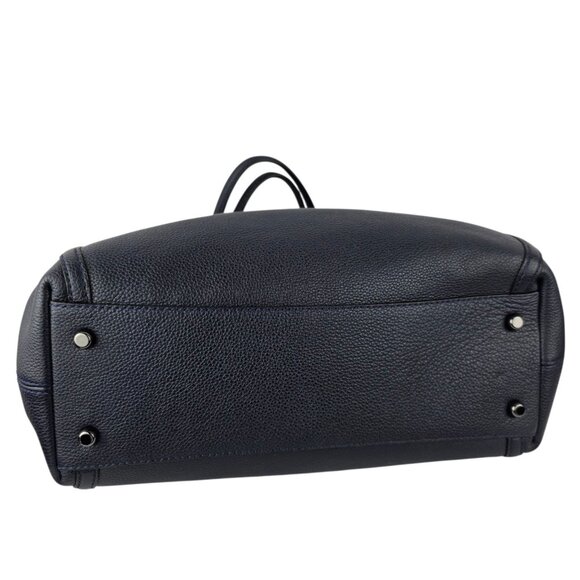 Coach Edie Turnlock Edie Shoulder Bag in Pebble Navy Blue Leather 13" x 11" x 5" - Picture 3 of 11